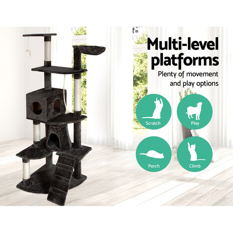 i.Pet 193cm Multi Level Cat Scratching Post - Grey - Coll Online