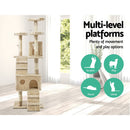 i.Pet Cat Tree 180cm Trees Scratching Post Scratcher Tower Condo House Furniture Wood Beige - Coll Online