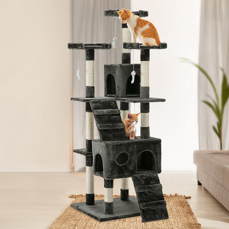 i.Pet 180cm Multi Level Cat Scratching Post - Grey - Coll Online