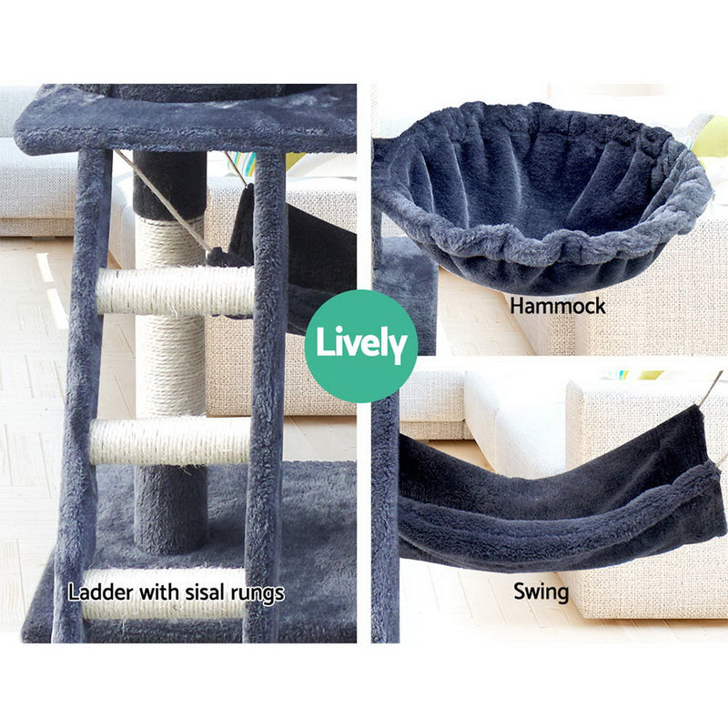 i.Pet Cat Tree 141cm Trees Scratching Post Scratcher Tower Condo House Furniture Wood - Coll Online
