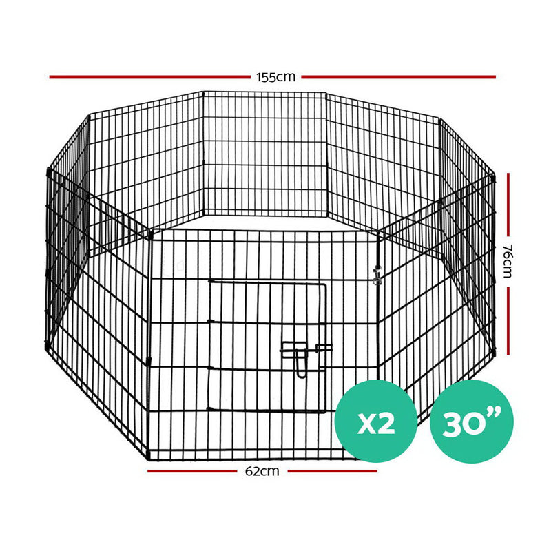 i.Pet 2X30" 8 Panel Pet Dog Playpen Puppy Exercise Cage Enclosure Fence Play Pen