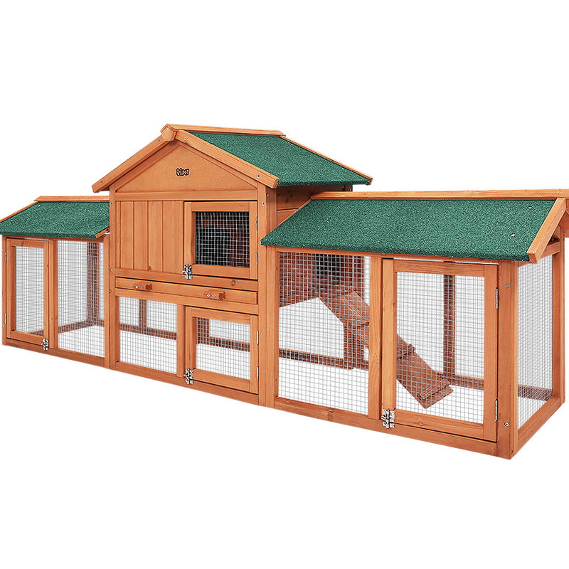 i.Pet Rabbit Hutch Hutches Large Metal Run Wooden Cage Chicken Coop Guinea Pig - Coll Online