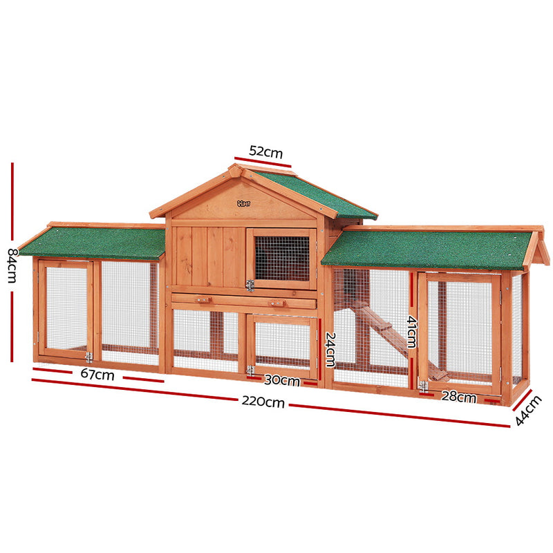 i.Pet Rabbit Hutch Hutches Large Metal Run Wooden Cage Chicken Coop Guinea Pig - Coll Online