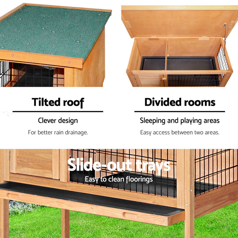 i.Pet 70cm Tall Wooden Pet Coop with Slide out Tray - Coll Online