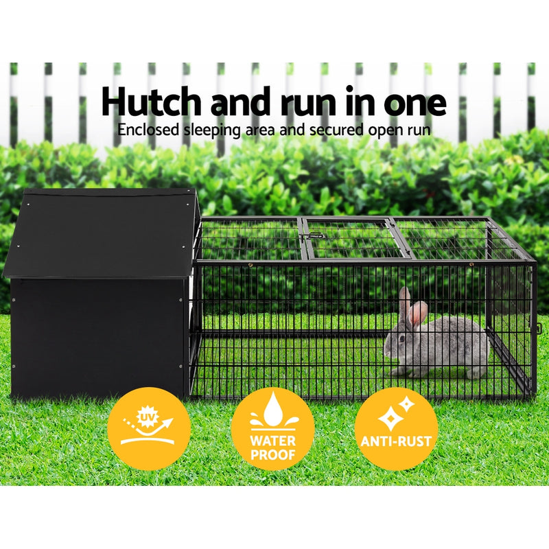 i.Pet Rabbit Cage Hutch Cages Indoor Outdoor Hamster Enclosure Pet Metal Carrier 162CM Length - Coll Online