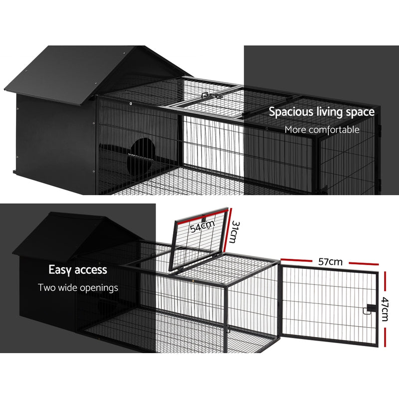 i.Pet Rabbit Cage Hutch Cages Indoor Outdoor Hamster Enclosure Pet Metal Carrier 162CM Length - Coll Online