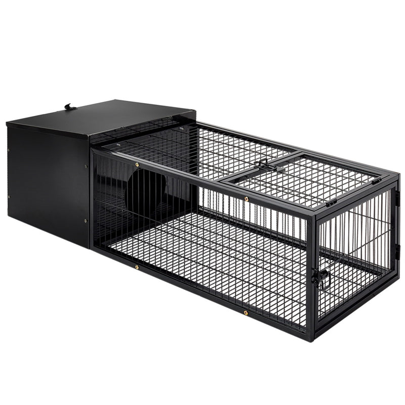 i.Pet Medium Metal Rabbit Hutch - Black - Coll Online