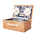 Alfresco 4 Person Picnic Basket Baskets Blue Deluxe Outdoor Corporate Blanket Park - Coll Online