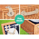 Alfresco 4 Person Picnic Basket Baskets Blue Deluxe Outdoor Corporate Blanket Park - Coll Online