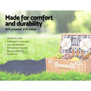 Alfresco 4 Person Picnic Basket Baskets Blue Deluxe Outdoor Corporate Blanket Park - Coll Online