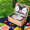 Alfresco 4 Person Picnic Basket Baskets Blue Deluxe Outdoor Corporate Blanket Park - Coll Online
