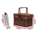 Alfresco Deluxe 4 Person Picnic Basket Set Folding Outdoor Insulated Liquor bag - Coll Online