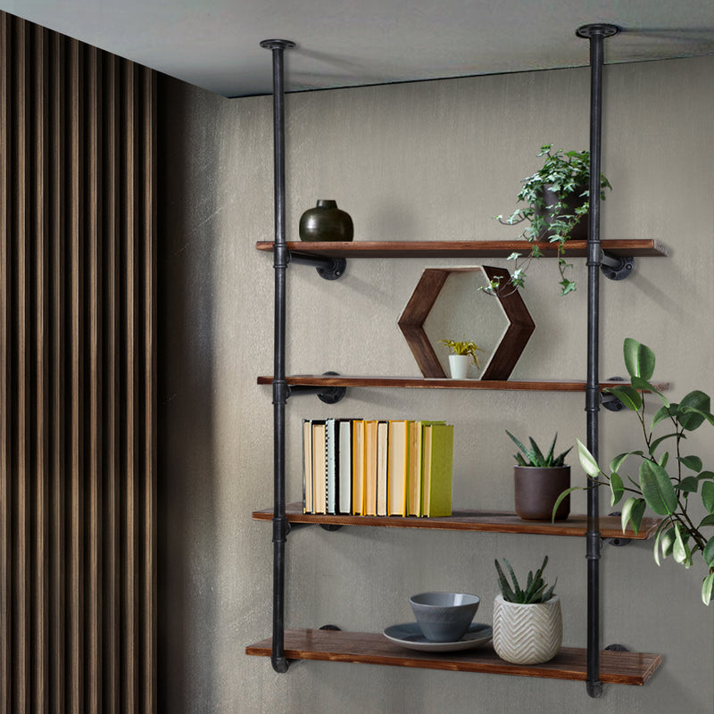 Artiss Wall Display Shelves Industrial Bookshelf DIY Pipe Shelf Rustic Brackets - Coll Online