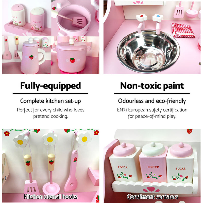 Keezi Kids Kitchen Play Set - Pink - Coll Online