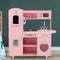 Keezi Kids Kitchen Set Pretend Play Food Sets Childrens Utensils Wooden Toy Pink - Coll Online