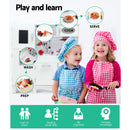 Keezi Kids Kitchen Set Pretend Play Food Sets Childrens Utensils Wooden White - Coll Online