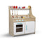 Keezi Kids Wooden Kitchen Play Set - Natural & White - Coll Online