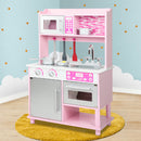 Keezi Kids Wooden Kitchen Play Set - Pink & Silver - Coll Online