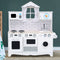 Keezi Kids Kitchen Set Pretend Play Food Sets Childrens Utensils Toys White - Coll Online