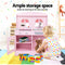 Keezi Kids Wooden Kitchen Play Set - Pink & Silver - Coll Online