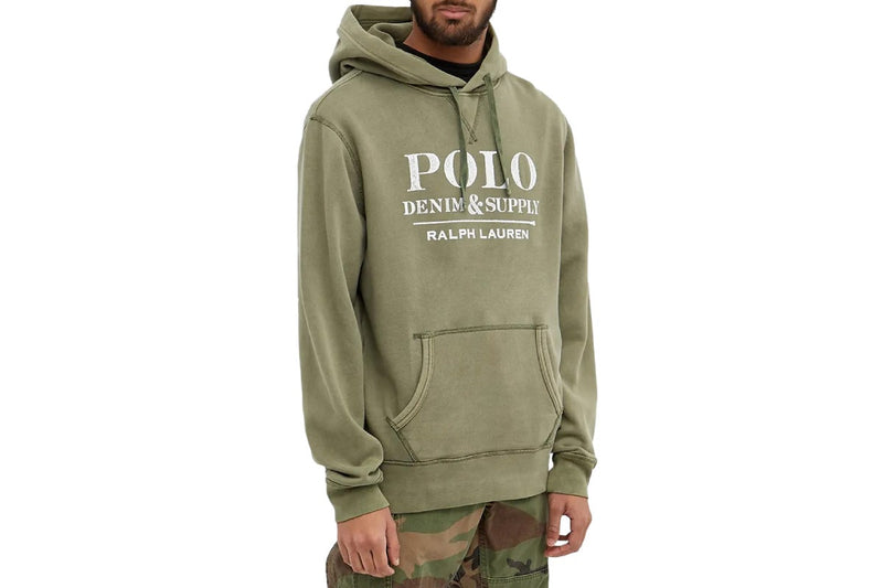 Polo Ralph Lauren Men's Polo Denim Logo Pullover Hoodie (Army Olive, Size XL)