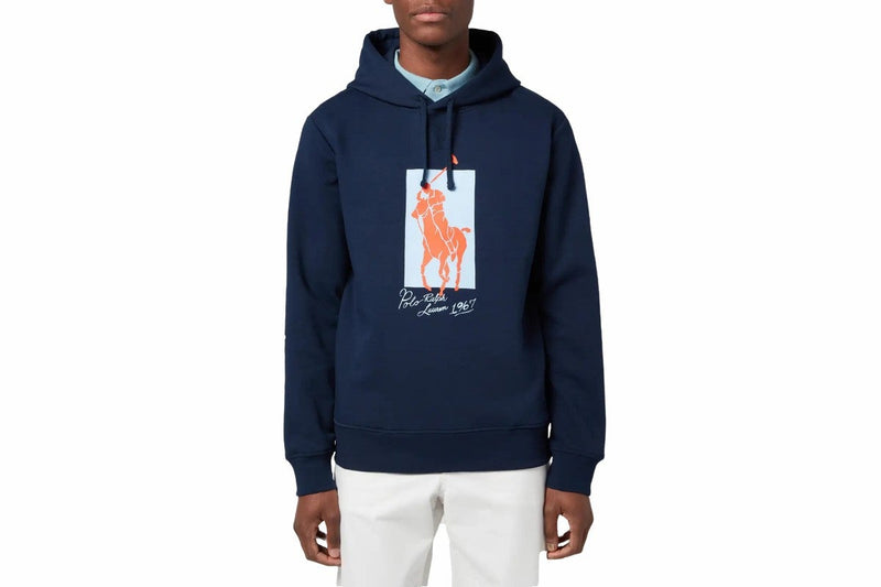 Polo Ralph Lauren Men's Graphic Fleece Pullover Hoodie (Cruise Navy, Size 2XL)