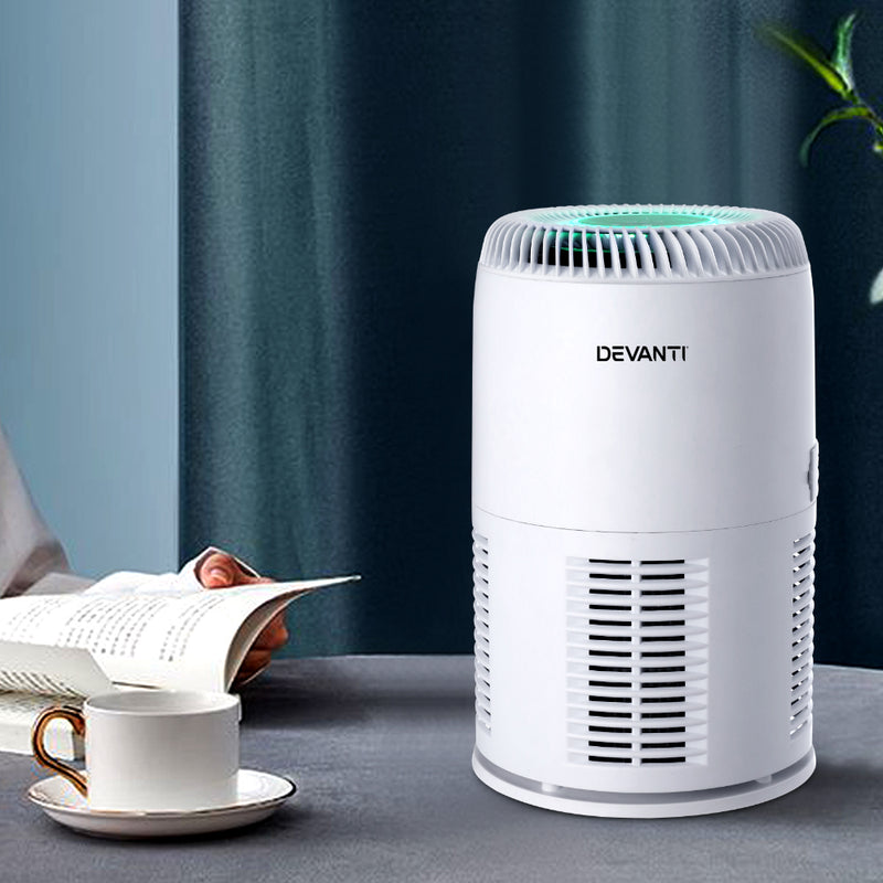 Devanti Air Purifier Desktop Purifiers HEPA Filter Home Freshener Carbon Ioniser - Coll Online