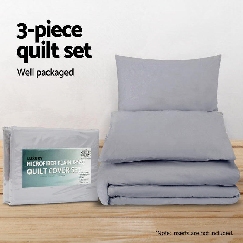 Giselle Bedding King Size Classic Quilt Cover Set - Grey - Coll Online