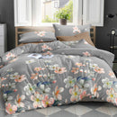 Giselle Bedding Quilt Cover Set King Bed Doona Duvet Reversible Sets Flower Pattern Grey - Coll Online