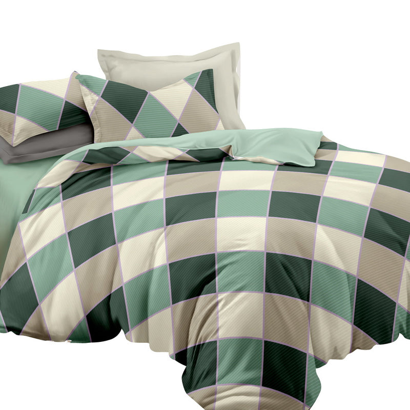 Giselle Bedding Quilt Cover Set King Bed Doona Duvet Reversible Sets Square Diamond Pattern - Coll Online
