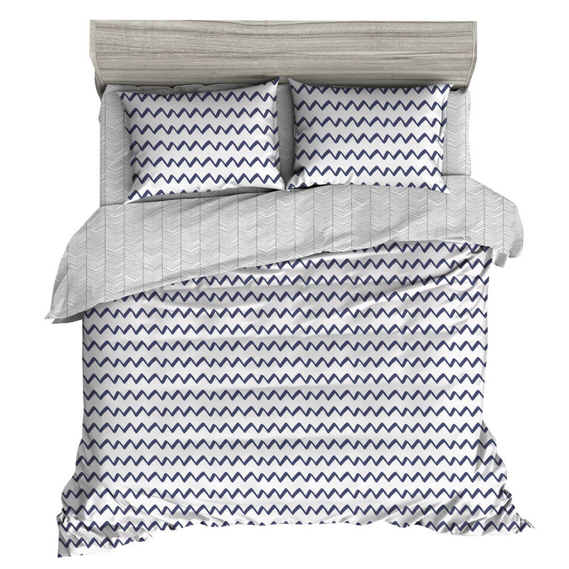 Giselle Bedding Quilt Cover Set King Bed Doona Duvet Reversible Sets Wave Pattern Black White - Coll Online