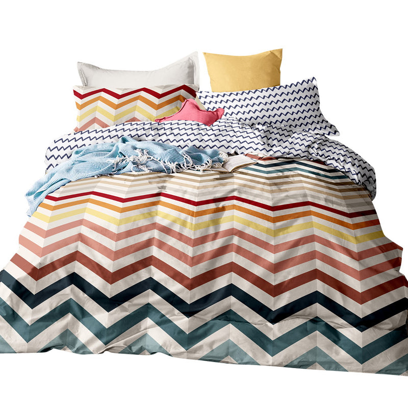 Giselle Bedding Quilt Cover Set King Bed Doona Duvet Reversible Sets Wave Pattern Colourful - Coll Online