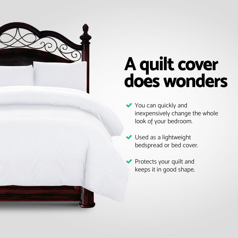 Giselle Bedding Queen Size Classic Quilt Cover Set - White - Coll Online