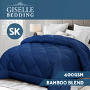 Giselle Bamboo Microfibre Microfiber Quilt 400GSM Doona Duvet SK All Season Blue - Coll Online