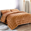 Giselle Bedding Faux Mink Quilt Duvet Comforter Throw Blanket Doona Latte Double - Coll Online