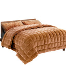 Giselle Bedding Faux Mink Quilt Comforter Fleece Throw Blanket Doona Latte Super King - Coll Online