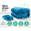 Giselle Bedding Faux Mink Quilt Comforter Duvet Doona Winter Throw Blanket Teal Queen - Coll Online