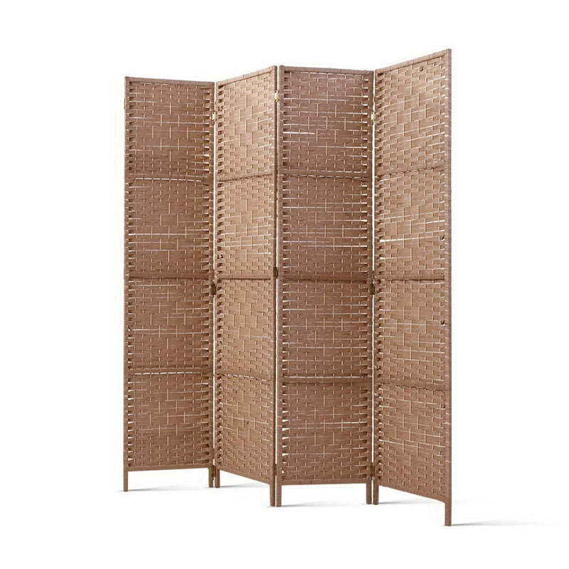 Artiss 4 Panel Room Divider Screen Privacy Rattan Timber Foldable Dividers Stand Hand Woven