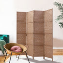 Artiss 4 Panel Room Divider Screen Privacy Rattan Timber Foldable Dividers Stand Hand Woven