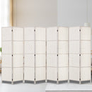 Artiss 8 Panels Room Divider Screen Privacy Rattan Timber Fold Woven Stand White