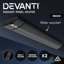 Devanti 2X 1800W Electric Radiant Strip Heater Panel Outdoor Heat Bar Remote Control Black - Coll Online