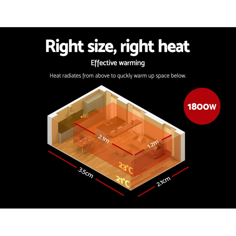 Devanti 2X 1800W Electric Radiant Strip Heater Panel Outdoor Heat Bar Remote Control Black - Coll Online