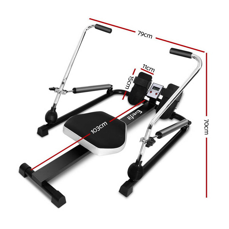 Everfit Rowing Exercise Machine Rower Hydraulic Resistance Fitness Gym Cardio - Coll Online