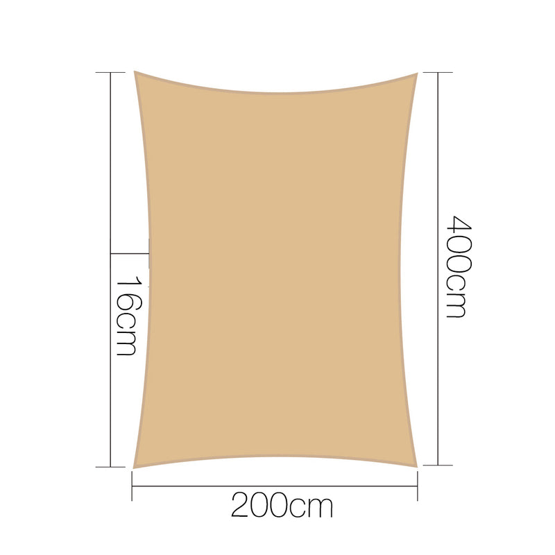 Instahut 2 x 4m Rectangle Shade Sail Cloth - Sand Beige