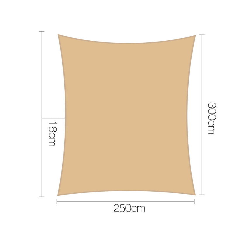 Instahut 2.5 x 3 Shade Sail Cloth - Sand Beige