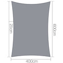 Instahut 4 x 6m Rectangle Shade Sail Cloth - Grey