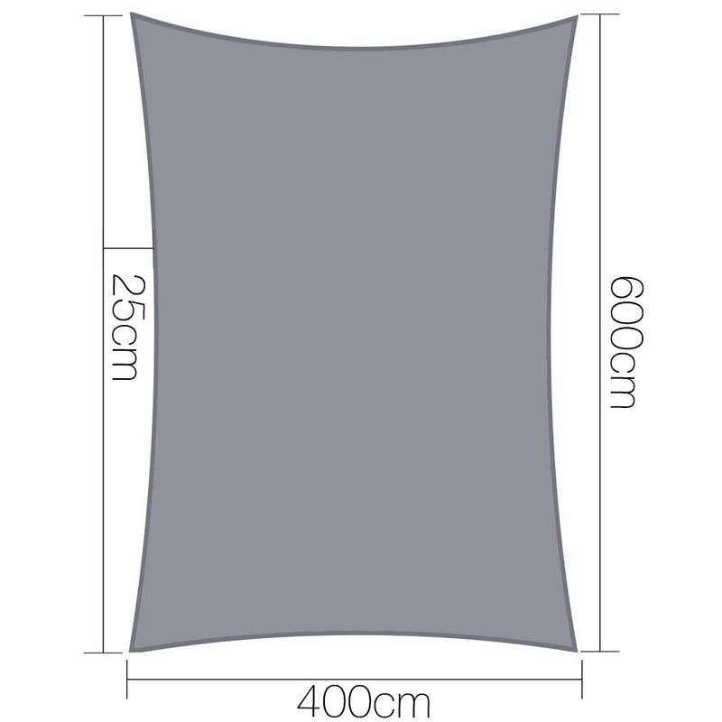 Instahut 4 x 6m Rectangle Shade Sail Cloth - Grey