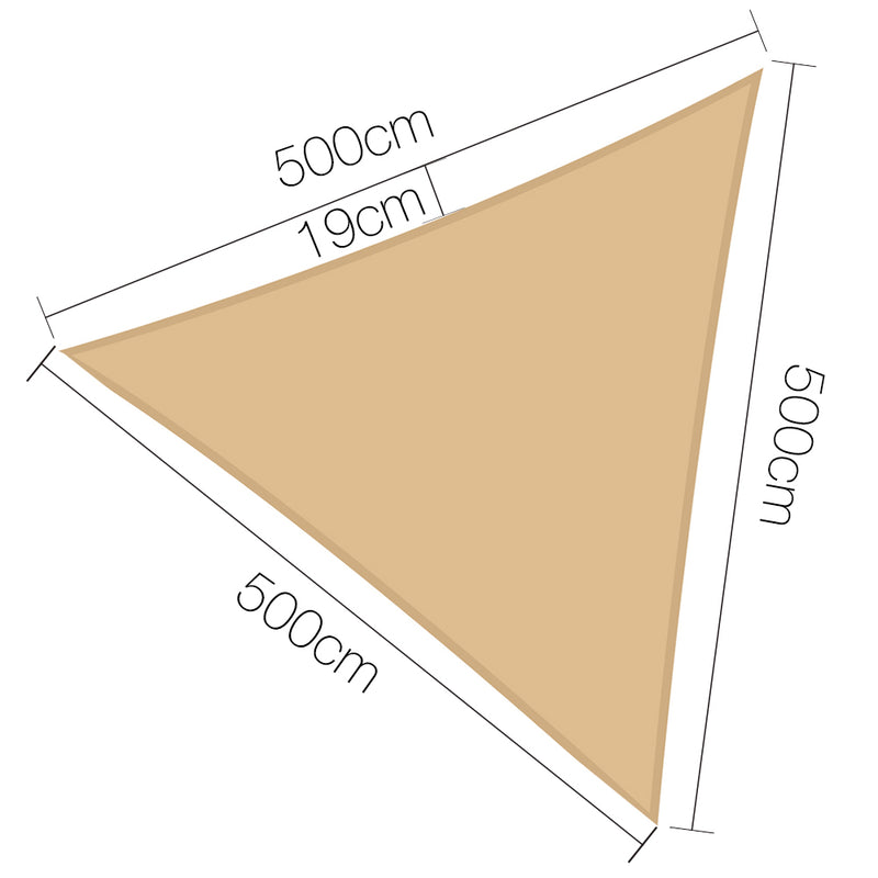 Instahut 5 x 5 x 5m Triangle Shade Sail Cloth - Sand Beige