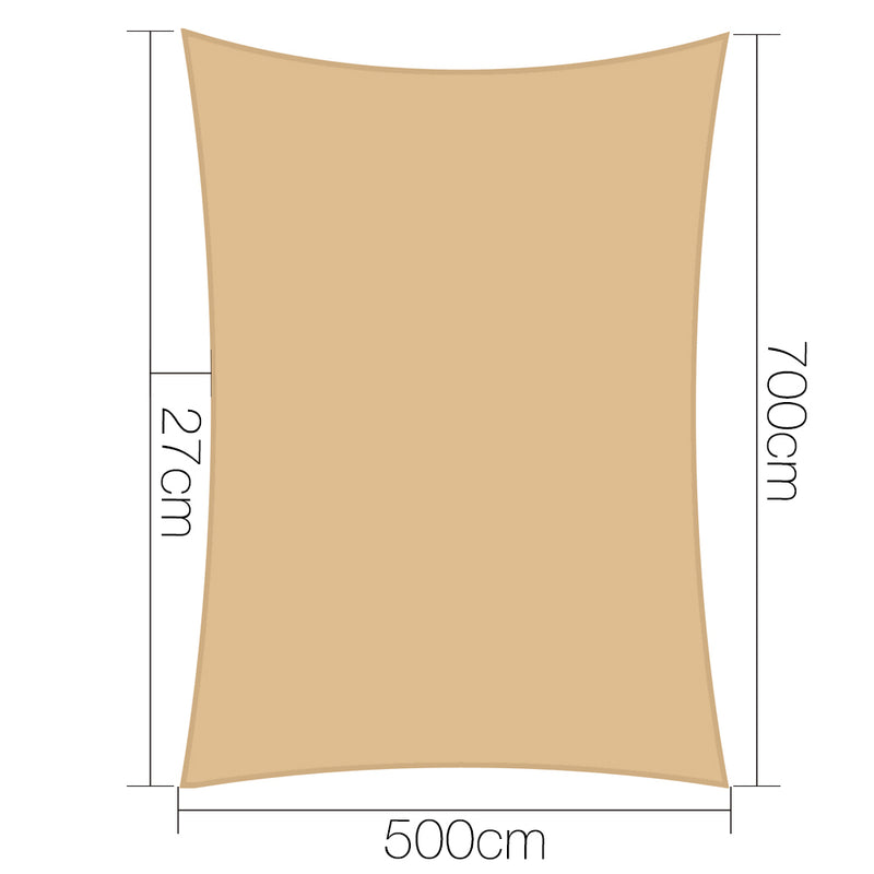 Instahut 5 x 7m Rectangle Shade Sail Cloth - Sand Beige