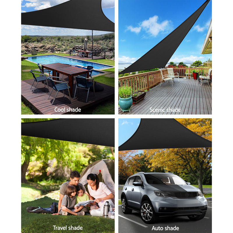 Instahut Sun Shade Sail Canopy Triangle 280gsm 5x5x5m Black